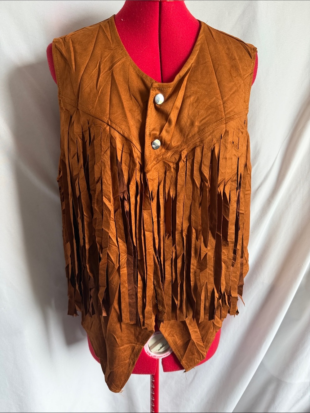 Faux Suede Fringe Vest in Rich Cognac
